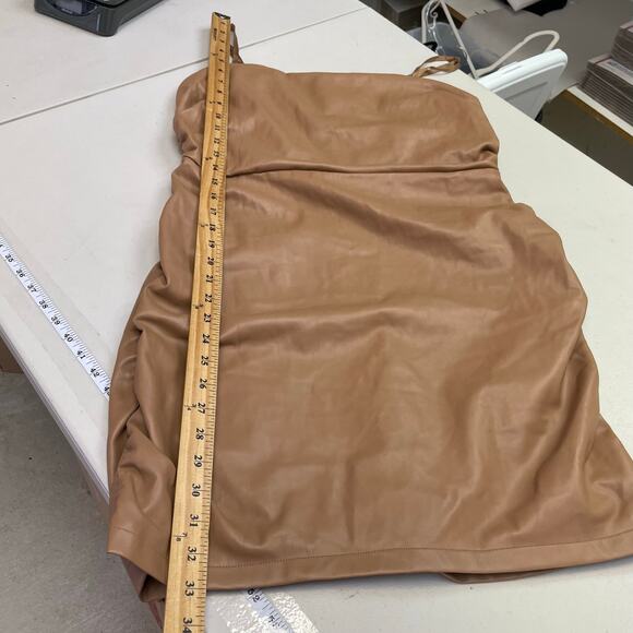 Lulu's Caramel Bodycon Faux Leather Mini Dress Size XL - Picture 16 of 16